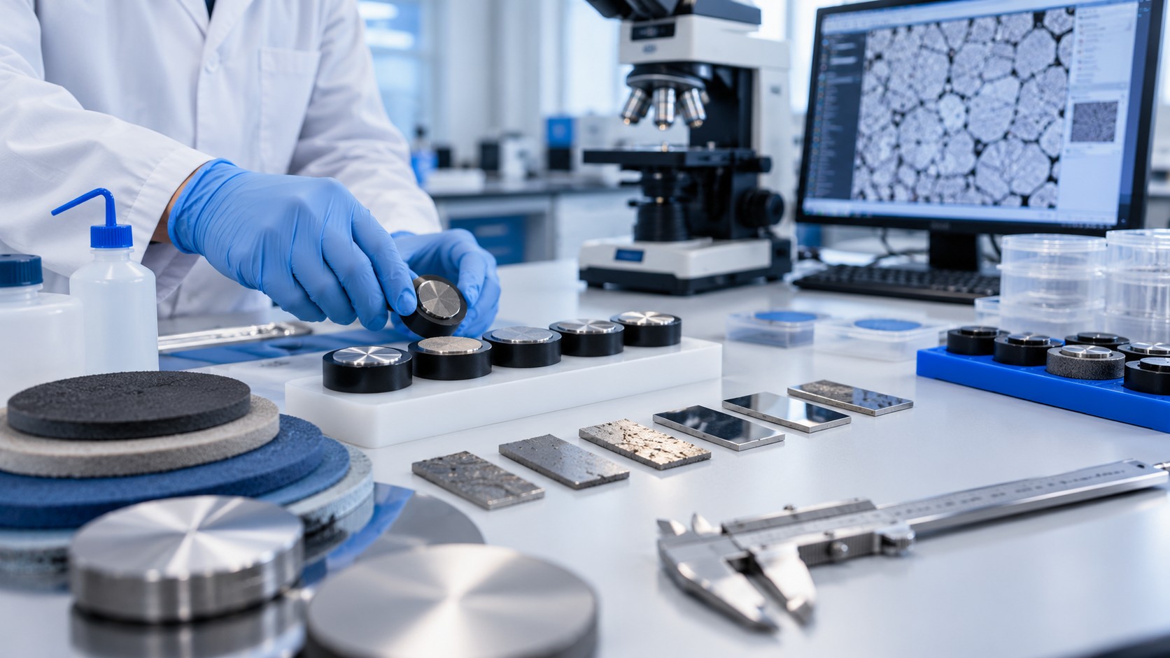 Etapas de um processo de análise de materiais